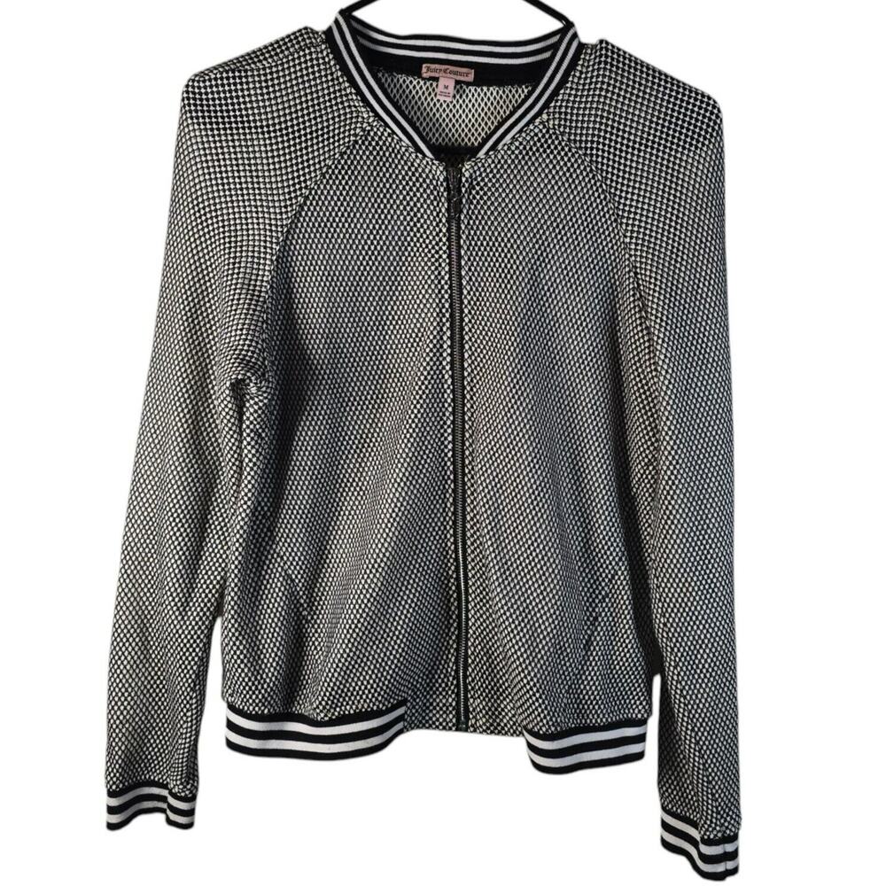 Juicy Couture Jacket Medium Black Mesh Baseball Bomber Y2k 90s Mall Goth Logo